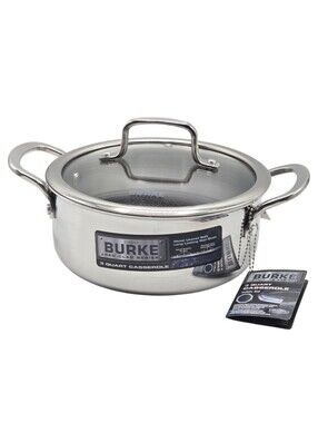 David Burke 8in 3Qt Nonstick Casserole Pot With Lid Geo Clad Tri-Ply Cookware